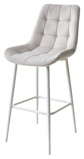 Барный стул ХОФМАН, цвет H-09 Светло-серый, велюр / белый каркас М-City в Чебаркуле - chebarkul.ok-mebel.com | фото 1