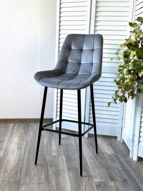 Барный стул ХОФМАН, цвет H-14 Серый, велюр / черный каркас М-City в Чебаркуле - chebarkul.ok-mebel.com | фото 3