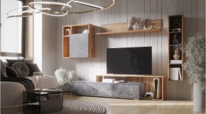 ДАЛЛАС Гостиная (модульная) цемент темный в Чебаркуле - chebarkul.ok-mebel.com | фото