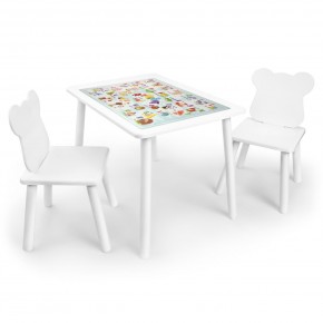 Детский комплект стол и два стула Мишка Rolti Baby с накладкой Алфавит (белая столешница/белое сиденье/белые ножки) в Чебаркуле - chebarkul.ok-mebel.com | фото
