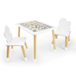 Детский комплект стол и два стула Облачко Rolti Baby с накладкой Алфавит (белая столешница/белое сиденье/береза ножки) в Чебаркуле - chebarkul.ok-mebel.com | фото 1
