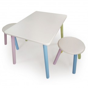 Детский комплект стол и два табурета круглых  (Белый, Белый, Цветной) в Чебаркуле - chebarkul.ok-mebel.com | фото 2