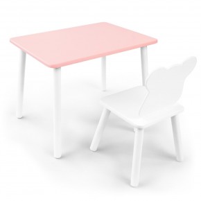 Детский комплект стол и стул «Мишка» Rolti Baby (розовый/белый, массив березы/мдф) в Чебаркуле - chebarkul.ok-mebel.com | фото