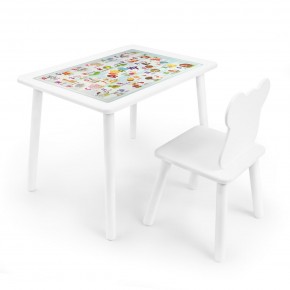 Детский комплект стол и стул Мишка Rolti Baby с накладкой Алфавит (белая столешница/белое сиденье/белые ножки) в Чебаркуле - chebarkul.ok-mebel.com | фото