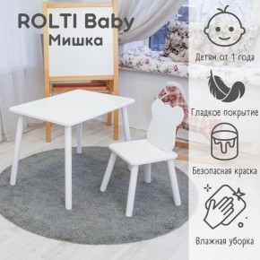 Детский комплект стол и стул Мишка Rolti Baby с накладкой Алфавит (белая столешница/белое сиденье/белые ножки) в Чебаркуле - chebarkul.ok-mebel.com | фото 4