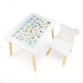 Детский комплект стол и стул Мишка Rolti Baby с накладкой Алфавит (белая столешница/белое сиденье/береза ножки) в Чебаркуле - chebarkul.ok-mebel.com | фото 2