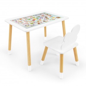 Детский комплект стол и стул Облачко Rolti Baby с накладкой Алфавит (белая столешница/белое сиденье/береза ножки) в Чебаркуле - chebarkul.ok-mebel.com | фото