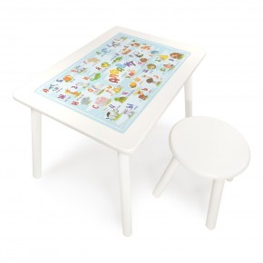 Детский комплект стол и табурет круглый Rolti Baby с накладкой Алфавит (белая столешница/белое сиденье/белые ножки) в Чебаркуле - chebarkul.ok-mebel.com | фото 1