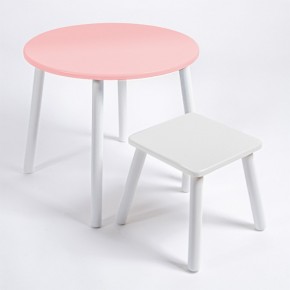 Детский комплект стол КРУГЛЫЙ  и табурет Rolti Baby (розовая столешница/белое сиденье/белые ножки) в Чебаркуле - chebarkul.ok-mebel.com | фото 1