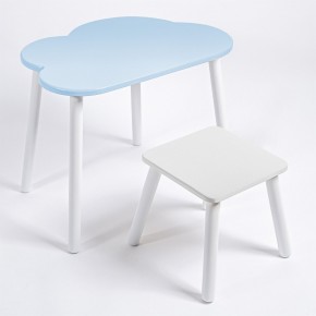 Детский комплект стол ОБЛАЧКО  и табурет Rolti Baby (голубая столешница/белое сиденье/белые ножки) в Чебаркуле - chebarkul.ok-mebel.com | фото