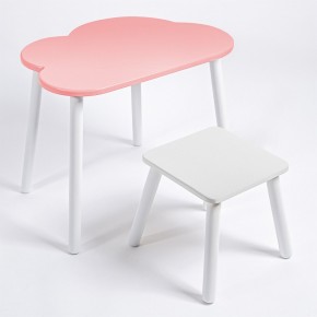 Детский комплект стол ОБЛАЧКО  и табурет Rolti Baby (розовая столешница/белое сиденье/белые ножки) в Чебаркуле - chebarkul.ok-mebel.com | фото 1