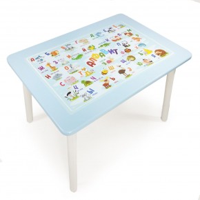 Детский стол с накладкой Алфавит  (Голубой/Белый) в Чебаркуле - chebarkul.ok-mebel.com | фото 1