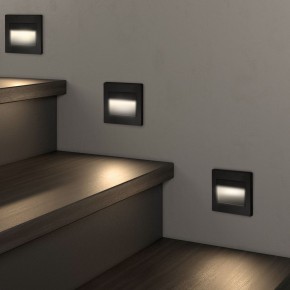 DK3050-BK Светильник встраиваемый в стену, IP 20, LED 3000, 1 Вт, черный пластик в Чебаркуле - chebarkul.ok-mebel.com | фото 3