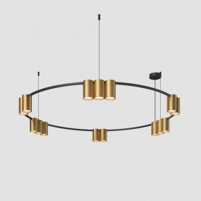 DK4067-BK+SG Подвесной светильник ORBIT, IP20, 15xGU10 LED, до 15 Вт, черный + сатинированное золото, алюминий в Чебаркуле - chebarkul.ok-mebel.com | фото