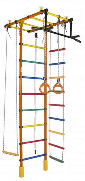ДСК Атлант оранжевый радуга: турник, кольца, канат, трапеция, веревочная лестница в Чебаркуле - chebarkul.ok-mebel.com | фото