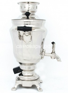 Электрический самовар из латуни никелированный на 1,5 литра форма "Тюльпан" с защитой от выкипания в Чебаркуле - chebarkul.ok-mebel.com | фото 3