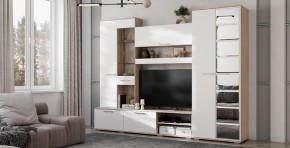Гостиная Флай (ЦС-01/ШК-04) дуб сонома/белый в Чебаркуле - chebarkul.ok-mebel.com | фото
