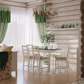 Комлект Вествик обеденный стол и четыре стула, массив сосны, цвет белый в Чебаркуле - chebarkul.ok-mebel.com | фото 1