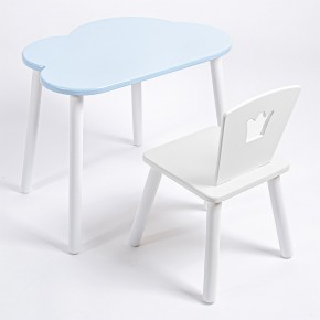 Комплект детский стол ОБЛАЧКО и стул КОРОНА ROLTI Baby (голубая  столешница/белое сиденье/белые ножки) в Чебаркуле - chebarkul.ok-mebel.com | фото