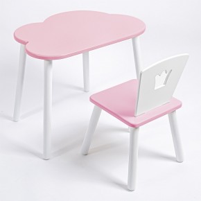 Комплект детский стол ОБЛАЧКО и стул КОРОНА ROLTI Baby (розовая столешница/розовое сиденье/белые ножки) в Чебаркуле - chebarkul.ok-mebel.com | фото