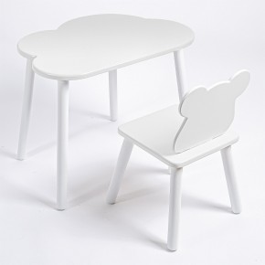 Комплект детский стол ОБЛАЧКО и стул МИШКА ROLTI Baby (белая столешница/белое сиденье/белые ножки) в Чебаркуле - chebarkul.ok-mebel.com | фото
