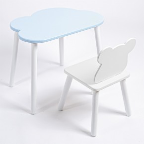Комплект детский стол ОБЛАЧКО и стул МИШКА ROLTI Baby (голубая столешница/белое сиденье/белые ножки) в Чебаркуле - chebarkul.ok-mebel.com | фото 1