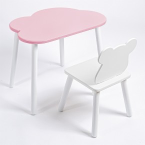 Комплект детский стол ОБЛАЧКО и стул МИШКА ROLTI Baby (розовая столешница/белое сиденье/белые ножки) в Чебаркуле - chebarkul.ok-mebel.com | фото