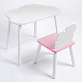 Комплект детский стол ОБЛАЧКО и стул ОБЛАЧКО ROLTI Baby (белая столешница/розовое сиденье/белые ножки) в Чебаркуле - chebarkul.ok-mebel.com | фото