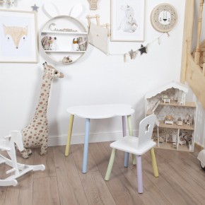 Комплект детский стол ОБЛАЧКО и стул ЗВЕЗДА ROLTI Baby (белая столешница/белое сиденье/цветные ножки) в Чебаркуле - chebarkul.ok-mebel.com | фото