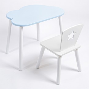 Комплект детский стол ОБЛАЧКО и стул ЗВЕЗДА ROLTI Baby (голубая столешница/белое сиденье/белые ножки) в Чебаркуле - chebarkul.ok-mebel.com | фото 1
