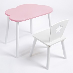 Комплект детский стол ОБЛАЧКО и стул ЗВЕЗДА ROLTI Baby (розовая столешница/белое сиденье/белые ножки) в Чебаркуле - chebarkul.ok-mebel.com | фото