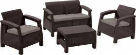 Комплект мебели Корфу сет (Corfu set) коричневый - серо-бежевый * в Чебаркуле - chebarkul.ok-mebel.com | фото 1