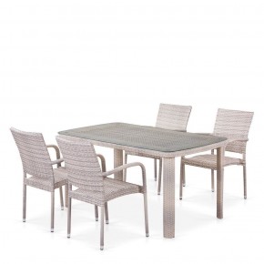 Комплект плетеной мебели T256C/Y376C-W85 Latte (4+1) + подушки на стульях в Чебаркуле - chebarkul.ok-mebel.com | фото