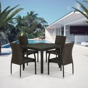 Комплект плетеной мебели T257A/YC379A-W53 Brown (4+1) + подушки на стульях в Чебаркуле - chebarkul.ok-mebel.com | фото