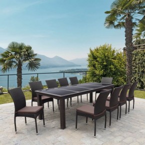 Комплект плетеной мебели T438/Y380A-W53 Brown (10+1) в Чебаркуле - chebarkul.ok-mebel.com | фото