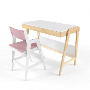 Комплект растущий стол и стул с чехлом 38 попугаев «Вуди» (Белый, Белый, Розовый) в Чебаркуле - chebarkul.ok-mebel.com | фото