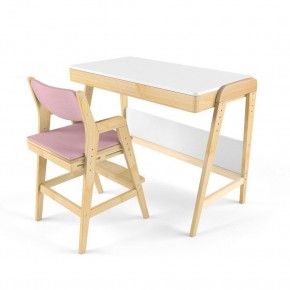 Комплект растущий стол и стул с чехлом 38 попугаев «Вуди» (Белый, Береза, Розовый) в Чебаркуле - chebarkul.ok-mebel.com | фото