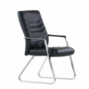 Кресло Barneo K-25 для посетителей и переговорных (хром, черная экокожа) в Чебаркуле - chebarkul.ok-mebel.com | фото
