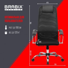 Кресло BRABIX PREMIUM "Ultimate EX-800" хром, плотная двойная сетка Х2, черное, 532911 в Чебаркуле - chebarkul.ok-mebel.com | фото 6