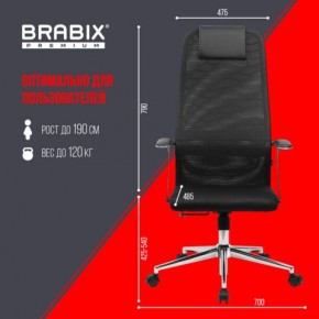 Кресло BRABIX PREMIUM "Ultimate EX-801" хром, плотная двойная сетка Х2, черное, 532917 в Чебаркуле - chebarkul.ok-mebel.com | фото 7