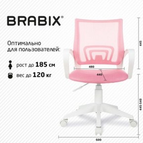 Кресло BRABIX "Fly MG-396W", с подлокотниками, пластик белый, сетка, розовое, 533008 в Чебаркуле - chebarkul.ok-mebel.com | фото 5