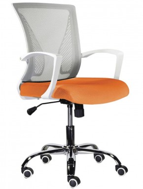 Кресло BRABIX "Wings MG-306", пластик белый, хром, сетка, серое/оранжевое, 532011 в Чебаркуле - chebarkul.ok-mebel.com | фото 1