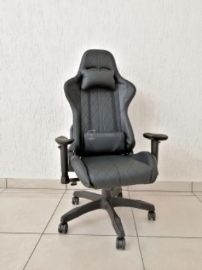 Кресло геймерское Barneo K-52 (черная экокожа черные вставки) в Чебаркуле - chebarkul.ok-mebel.com | фото