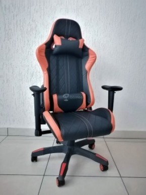 Кресло геймерское Barneo K-52 (черная экокожа оранжевые вставки) в Чебаркуле - chebarkul.ok-mebel.com | фото