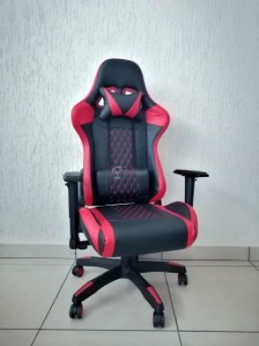 Кресло геймерское Barneo K-53 (черная экокожа красные вставки) в Чебаркуле - chebarkul.ok-mebel.com | фото