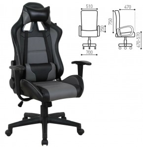 Кресло компьютерное BRABIX "GT Racer GM-100" (черное/серое) 531926 в Чебаркуле - chebarkul.ok-mebel.com | фото 2