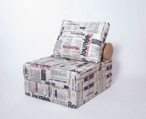 Кресло-кровать-пуф бескаркасное Прайм (Газета) в Чебаркуле - chebarkul.ok-mebel.com | фото