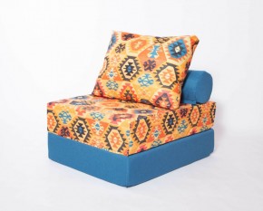 Кресло-кровать-пуф бескаркасное Прайм (мехико желтый-морская волна) в Чебаркуле - chebarkul.ok-mebel.com | фото