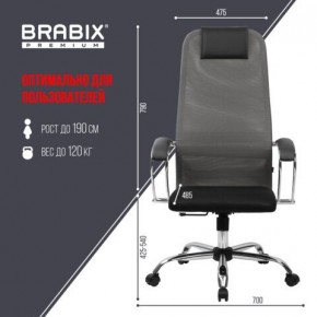 Кресло офисное BRABIX PREMIUM "Ultimate EX-800" хром, плотная двойная сетка Х2, черное/серое, 532912 в Чебаркуле - chebarkul.ok-mebel.com | фото 3