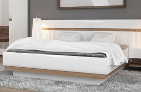 Кровать 140/TYP 91-01 с подъемником, LINATE ,цвет белый/сонома трюфель в Чебаркуле - chebarkul.ok-mebel.com | фото